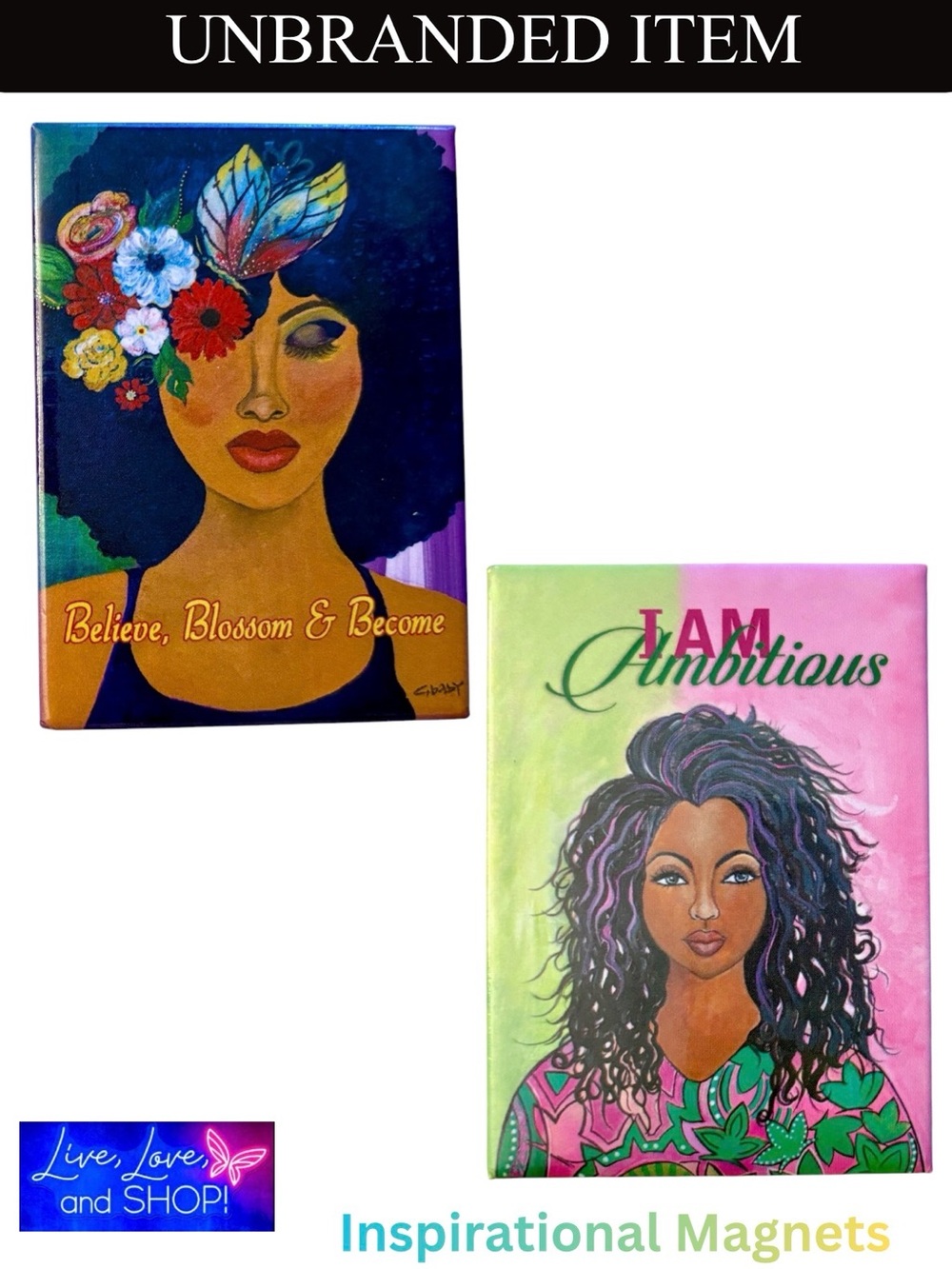 MAGNETS: Colorful Inspirational Magnet Set w/Afrocentric Designs, EUC